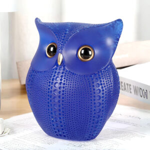 Owl Showpiece for Home Decor (Blue) Polyresin – 6 Inchhh