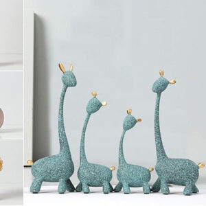Giraffe Family Showpiece for Home Decor, Set of 4 (Green) Polyresin – 10 Inch