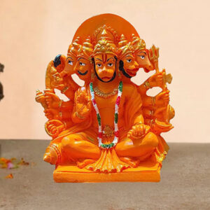 Panchmukhi Hanuman Idol Showpiece for Home Decor (Orange) Polyresin – 6 Inch