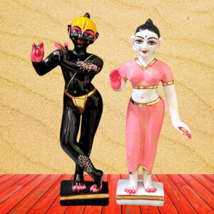Jugal Jodi Radha & Krishna Idol Showpiece for Home Decor (Black & Pink) Marble - 12 Inch