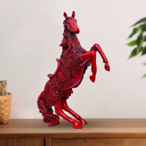 Antique Big Horse Showpiece for Home Decor (Red) Polyresin – 14 Inch