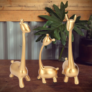 Giraffe Family Showpiece for Home Decor (Pink) Polyresin – 10 Inch