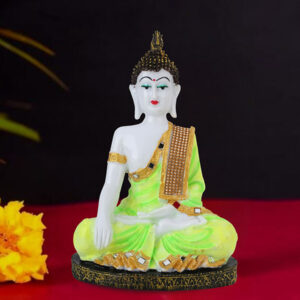 Hand Down Buddha Showpiece for Home Decor (Light Green) Marble - 10.5 Inch