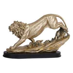 Lion Showpiece for Home Decor (Golden) Polyresin – 7 Inch