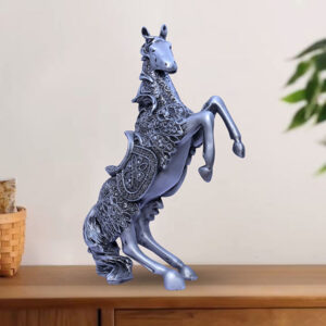 Antique Big Horse Showpiece for Home Decor (Silver) Polyresin – 14 Inch