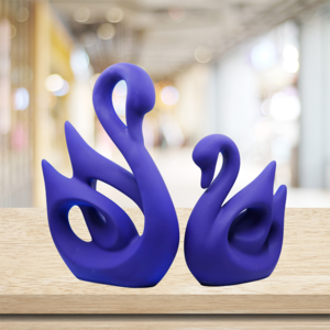 Lucky Swan Couple Showpiece for Home Decor (Nevy Blue) Polyresin – 10 Inch