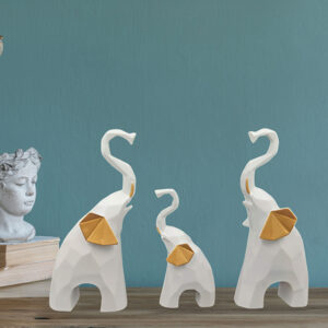 Elephant Showpiece for Home Decor, Set of 3 (White) Polyresin – 7.5 Inch