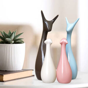 Lucky Deer Family Showpiece for Home Decor, Set of 4 (Multicolor) Polyresin – 10 Inch
