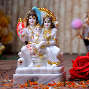 Shiv Parivar Idol Showpiece (White) Marble - 6 Inch