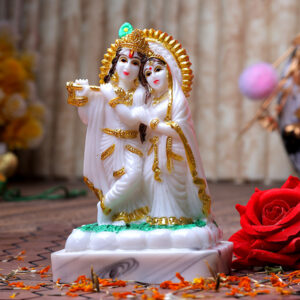 Radha & Krishna Idol Showpiece (White) Marble - 6 Inch