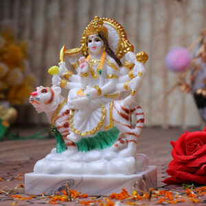 Goddess Maa Durga Idol Showpiece (White) Marble - 6 Inch