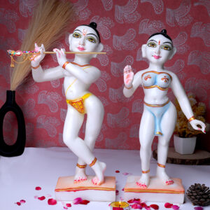Jugal Jodi Radha & Krishna Idol Showpiece for Home Decor (White) Marble - 15 Inch