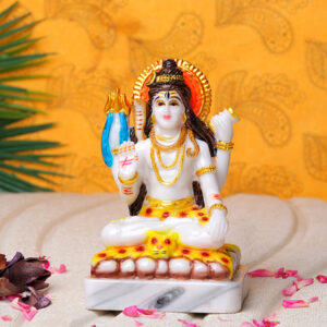 Lord Shiva Idol Showpiece (Multicolor) Marble - 6 Inch