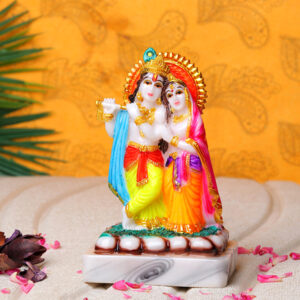 Radha & Krishna Idol Showpiece (Multicolor) Marble - 6 Inch