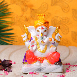 Lord Ganesha Idol Showpiece (Multicolor) Marble - 6 Inch