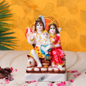Shiv Parivar Idol Showpiece (Multicolor) Marble - 6 Inch