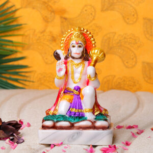 Lord Hanuman Idol Showpiece (Multicolor) Marble - 6 Inch