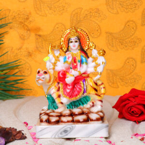 Goddess Maa Durga Idol Showpiece (Multicolor) Marble - 6 Inch