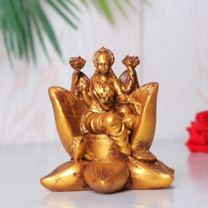 Goddess Laxmi Idol Showpiece for Home Decor (Golden) Polyresin - 4 Inch