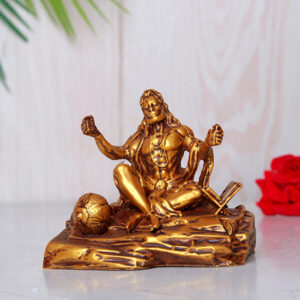 Antique Lord Hanuman Idol Statue Especially for Car Dashboard (Golden) Polyresin - 3.5 Inch