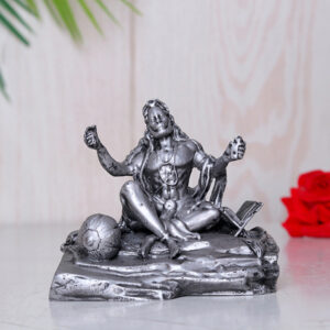 Antique Lord Hanuman Idol Showpiece Especially for Car Dashboard (Silver) Polyresin - 3.5 Inch