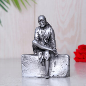 Shirdi Sai Baba Showpiece Idol Statue Especially for Car Dashboard (Silver) Polyresin - 4 Inch