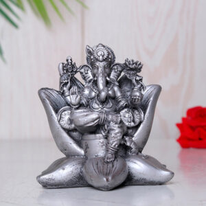 Antique Lord Ganesha Idol Showpiece for Home Decor (Silver) Polyresin - 4 Inch