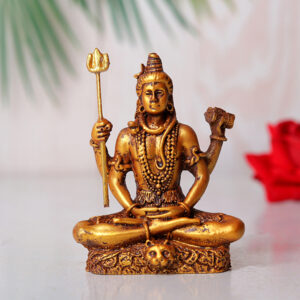 Lord Shiva Idol Statue Especially for Car Dashboard (Golden) Polyresin - 3 Inch