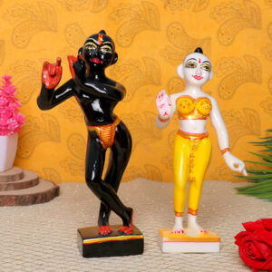 Jugal Jodi Radha & Krishna Idol Showpiece for Home Decor (Black & Yellow) Marble - 9 Inch