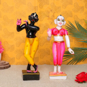 Jugal Jodi Radha & Krishna Idol Showpiece for Home Decor (Pink & Black) Marble - 12 Inch