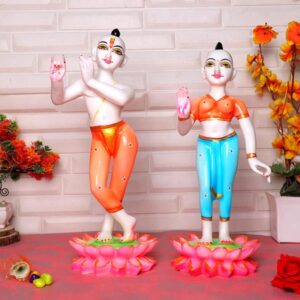 Lotus Jugal Jodi Radha & Krishna Idol Showpiece for Home Decor (Multicolor) Marble - 15 Inch