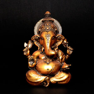 Lord Ganesha Idol Showpiece for Home Decor (Antique Gold) Polyresin - 9 Inch