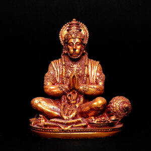 Antique Meditating Lord Hanuman (Red & Golden) Polyresin – 7 Inch