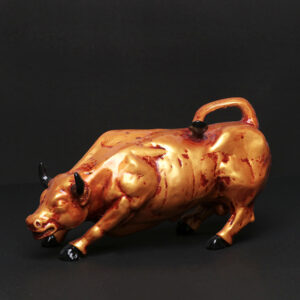 Antique Bull Showpiece for Home Decor (Golden) Polyresin - 4 Inch