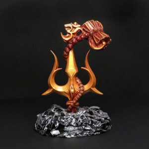 Antique Trishul Showpiece Especially for Car Dashboard (Golden & Black) Polyresin - 7 Inch