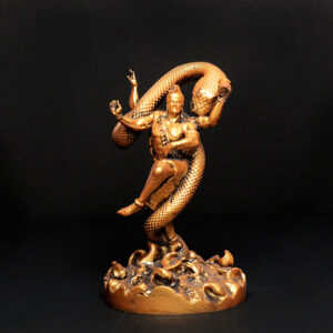 Tandav Lord Shiva Idol Statue Especially for Car Dashboard (Golden) Polyresin - 6 Inch
