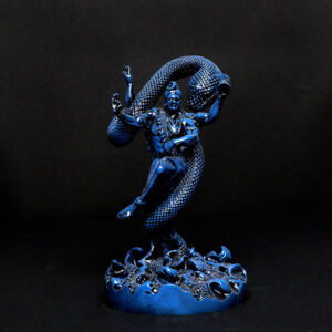 Tandav Lord Shiva Idol Statue Especially for Car Dashboard (Blue) Polyresin - 6 Inch