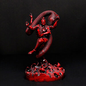 Tandav Lord Shiva Idol Statue Especially for Car Dashboard (Red) Polyresin - 6 Inch