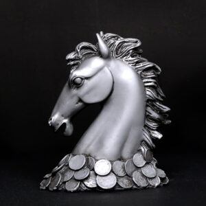 Antique Horse Face Showpiece for Home Decor (Silver) Polyresin - 7 Inch