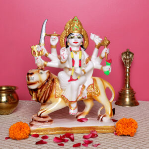 Goddess Maa Durga Idol Showpiece for Home Decor (White) Marble – 9.5 Inch