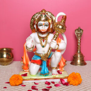 Lord Hanuman Idol Showpiece for Home Decor (Multicolor) Marble – 9 Inch