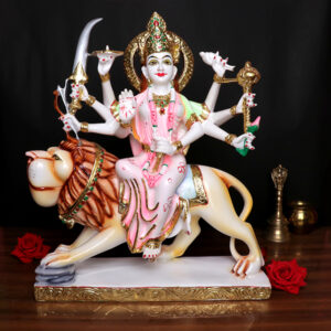 Goddess Maa Durga Idol Showpiece for Home Decor (Pink) Marble – 16 Inch