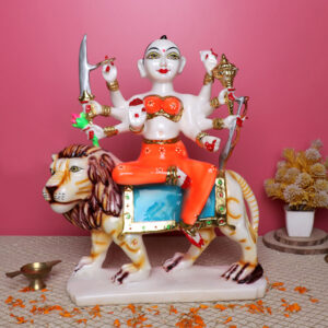 Goddess Maa Durga Idol Showpiece for Home Decor (Red) Marble – 15 Inch