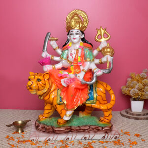 Goddess Maa Durga Idol Showpiece for Home Decor (Red) Marble – 16 Inch