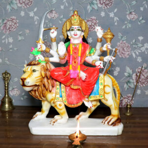 Goddess Maa Durga Idol Showpiece for Home Decor (Red) Marble – 15 Inch