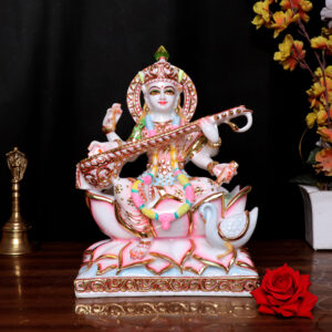 Goddess Maa Saraswati Idol Showpiece for Home Decor (White) Marble – 12 Inch