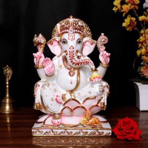 Lord Goddess Idol Showpiece for Home Decor (White) Marble – 12 Inch
