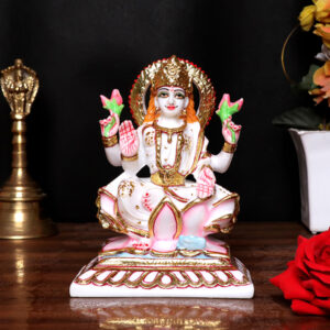 Goddess Maa Laxmi Idol Showpiece for Home Decor (White) Marble – 6 Inch