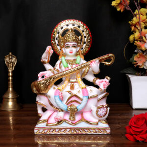 Goddess Laxmi Idol Showpiece for Home Decor (White) Marble – 9 Inch