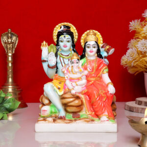 Shiv Parivar Idol Showpiece for Home Decor (White) Marble – 6.5 Inch